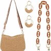 libfrnt Libfrnt Small Straw Shoulder Bag For Women, Handmade Woven Straw Clutch Purse With Earring Summer Straw Crossbody Handbag Shoulder Handbags