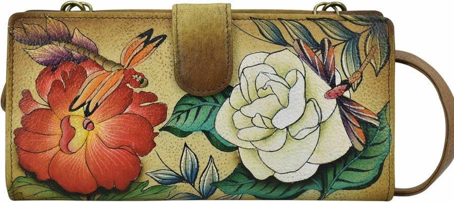 Anna by Anuschka Anna By Anuschka Women'S Hand-Painted Genuine Leather Bi-Fold Wallet With Strap Shoulder Handbags