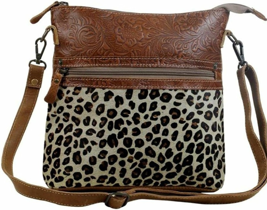 Myra Bag Myra Bag Dynamic Leopard Print Female Cowhide Bag Upcycled Cowhide & Leather S-2836 Shoulder Handbags