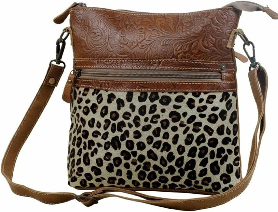 Myra Bag Myra Bag Dynamic Leopard Print Female Cowhide Bag Upcycled Cowhide & Leather S-2836 Shoulder Handbags