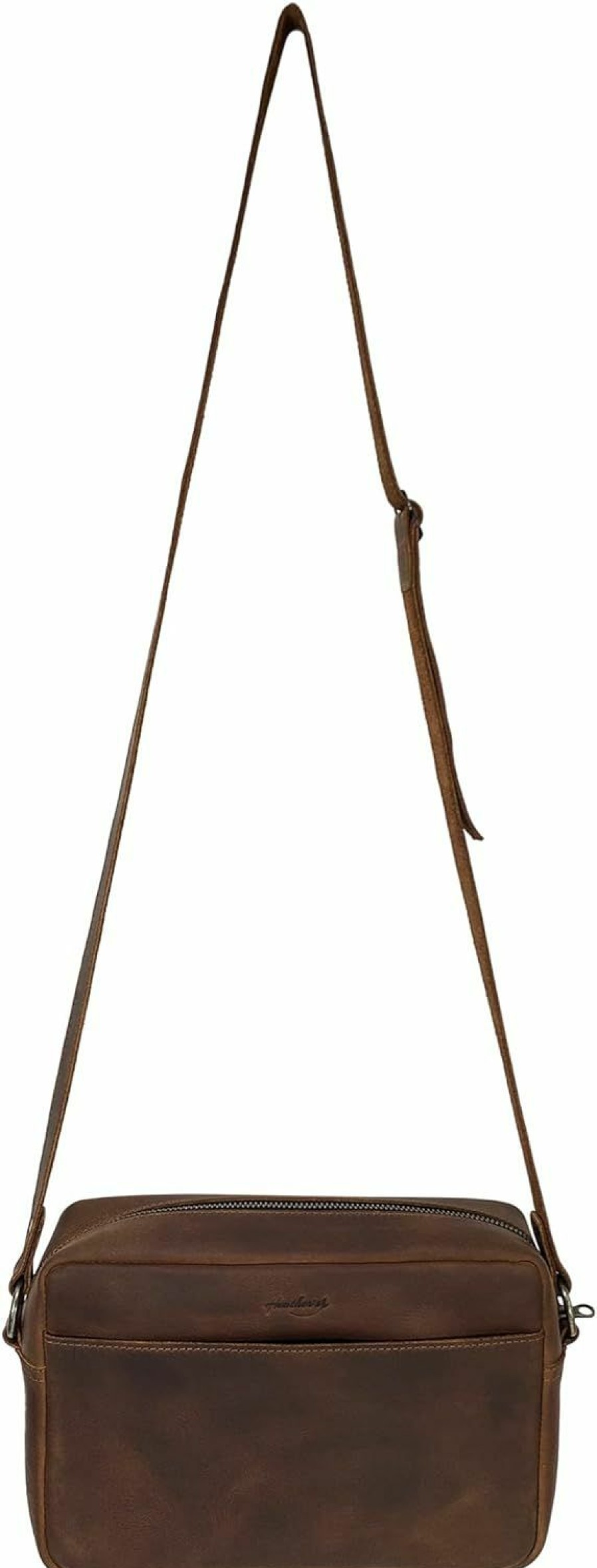 Heather's Heather'S By Hide & Drink, Squared Crossbody Bag Handmade From Full Grain Leather - Trendy Crossbody, Stylish Shoulder Bag For Everyday Use Or Travel - Bourbon Brown Shoulder Handbags