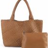 LMKIDS Lmkids Woven Bag For Women, Vegan Leather Tote Bag Large Summer Beach Travel Handbag And Purse Retro Handmade Shoulder Bag Shoulder Handbags