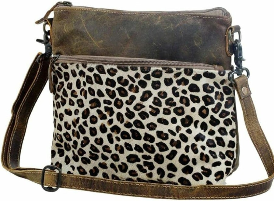 Myra Bag Myra Bag Feline Leather & Cowhide Bag Upcycled Cowhide & Leather S-2845 Shoulder Handbags