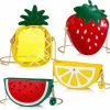 Chunful Set Of 4 Fruit Shoulder Bag Avocado Orange Lemon Watermelon Shape Shoulder Bag Pineapple Strawberry Crossbody Purse Bag Cute Novelty Fruit Shoulder Mini Bag Purse Wallet For Women (Fresh Style) Shoulder Handbags