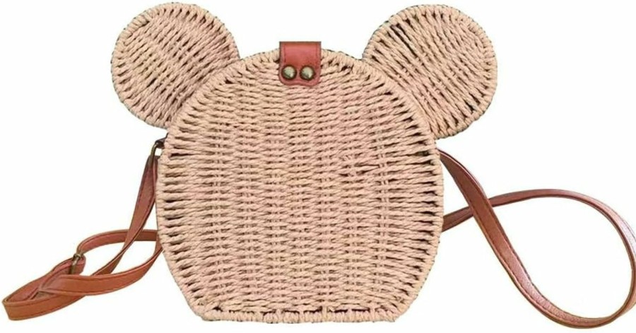 EXIGENT Exigent Kawaii Panda Rattan Straw Shoulder Crossbody Bag Purse Cute Women'S Handbag Shoulder Handbags