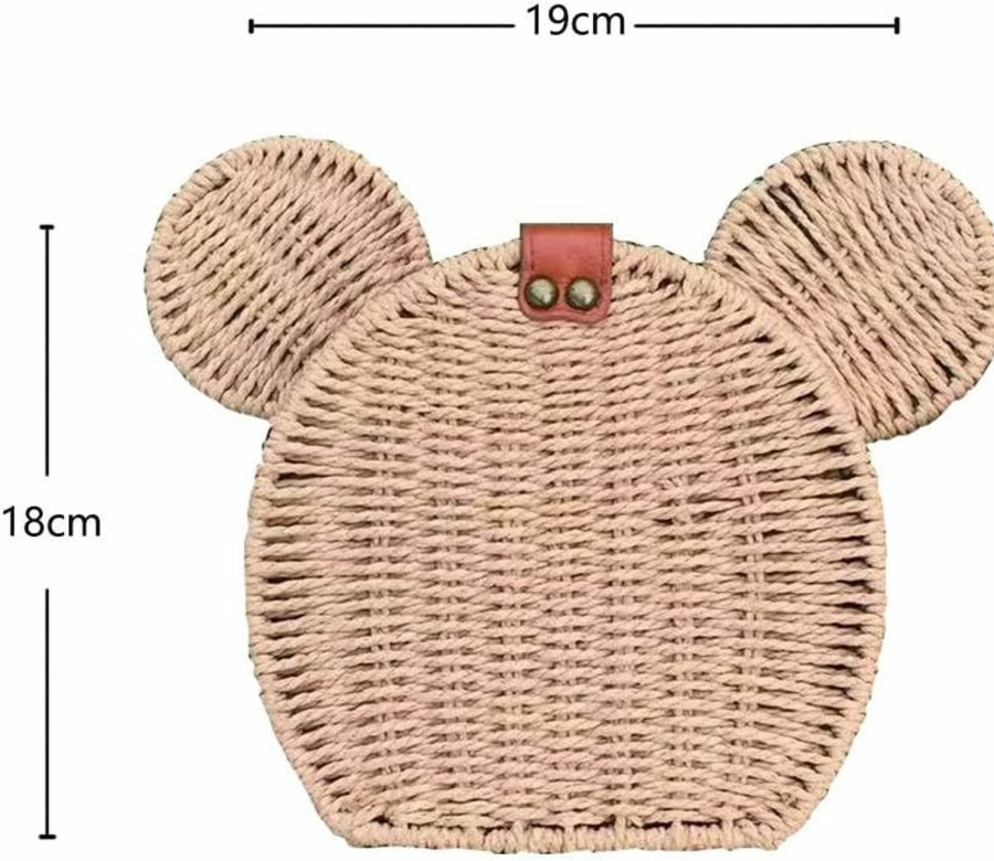 EXIGENT Exigent Kawaii Panda Rattan Straw Shoulder Crossbody Bag Purse Cute Women'S Handbag Shoulder Handbags