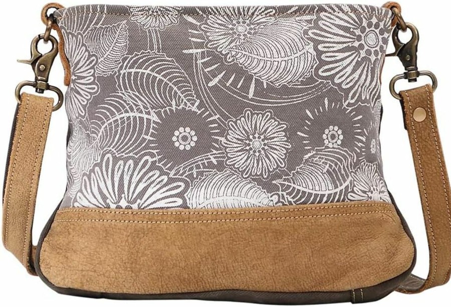 Myra Bag Myra Bag Womens Saplings Upcycled Canvas & Leather Shoulder Bag S-1469 Shoulder Handbags