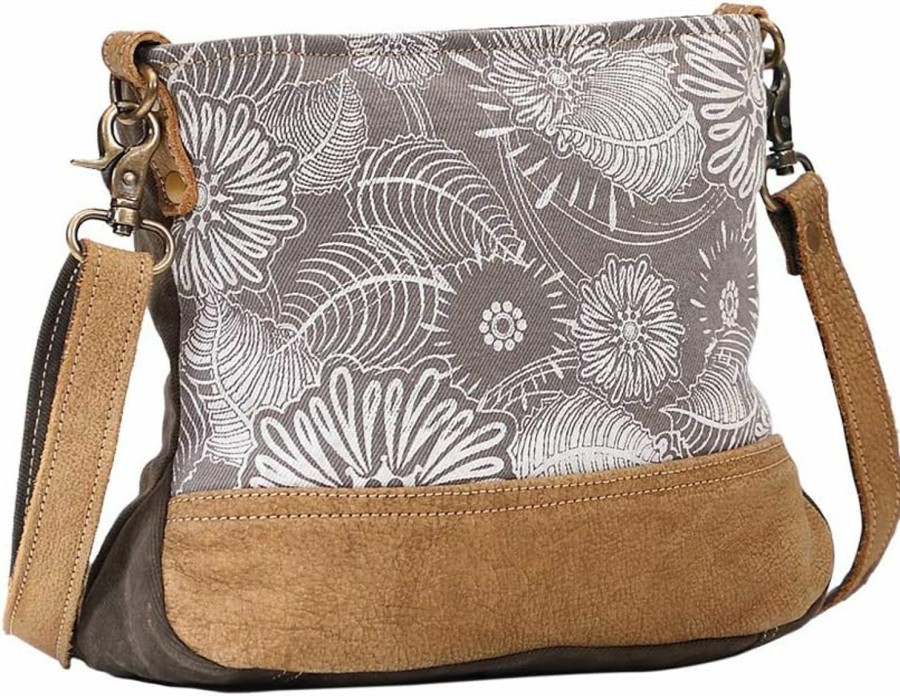 Myra Bag Myra Bag Womens Saplings Upcycled Canvas & Leather Shoulder Bag S-1469 Shoulder Handbags